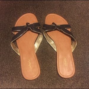 Size 11 Black sandals with gold detail